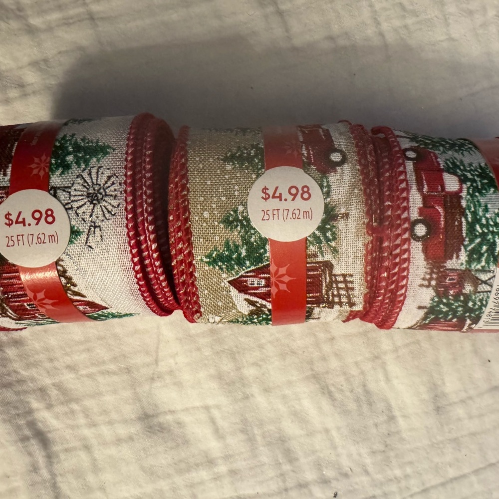 Festive Red and Green Holiday Ribbon Set